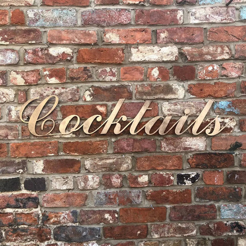 Rustic Distressed Gold Cocktail Bar Sign