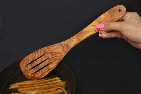 Olive Wood Simple Spatula with Slit