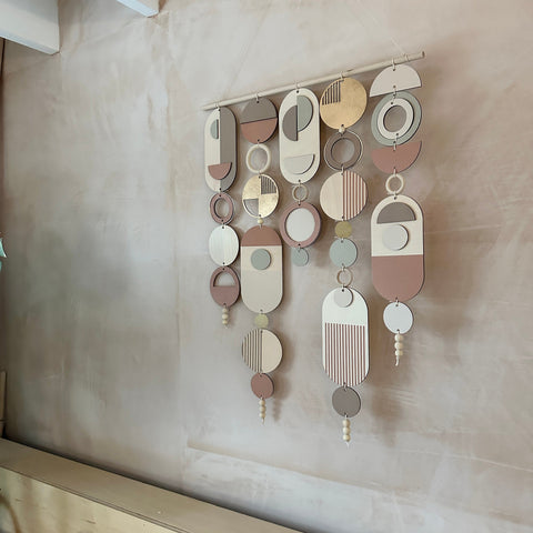 Modern Wall Art with Gold Metal Hoop Detailing and Blush Pink Accents