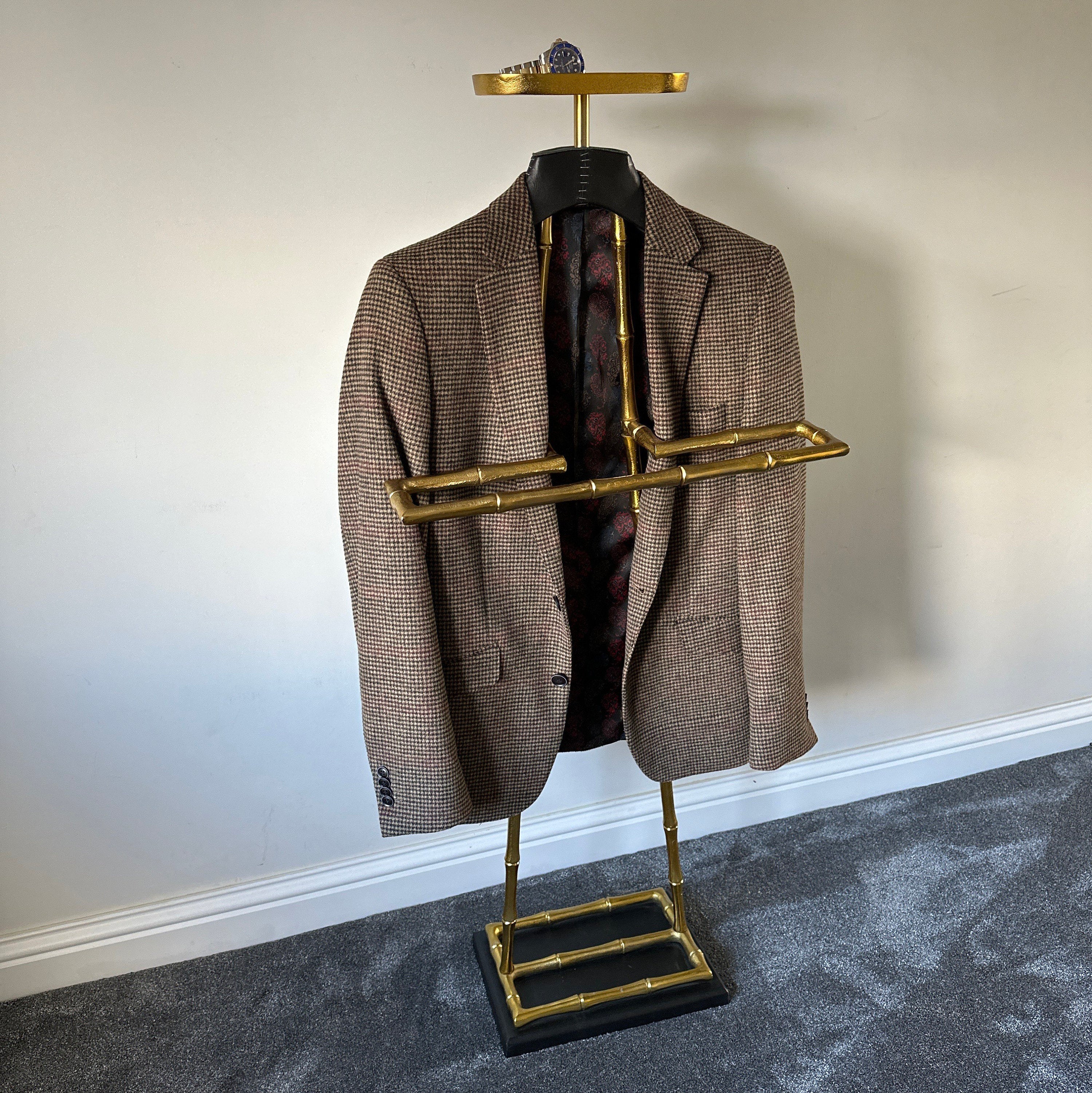 Luxury Dressboy Vintage Brass / Black 50.5 x 31 x H. 117 cm - Clothes Rack Coat Rack Suit Stand Mute Servant Gentleman - Luxury Accessories