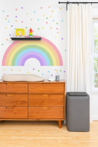 Large Rainbow Decal for Girl Bedroom, Gift Polka Dots Wall Stickers Kids, Pastel Rainbow Vinyl Sticker Playroom, Rainbow Nursery Decoration