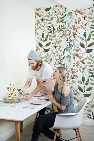 Herb Leaves Watercolour Wallpaper