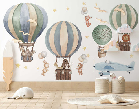 Colourful Hot Air Balloons Wall Sticker for Kids Rooms