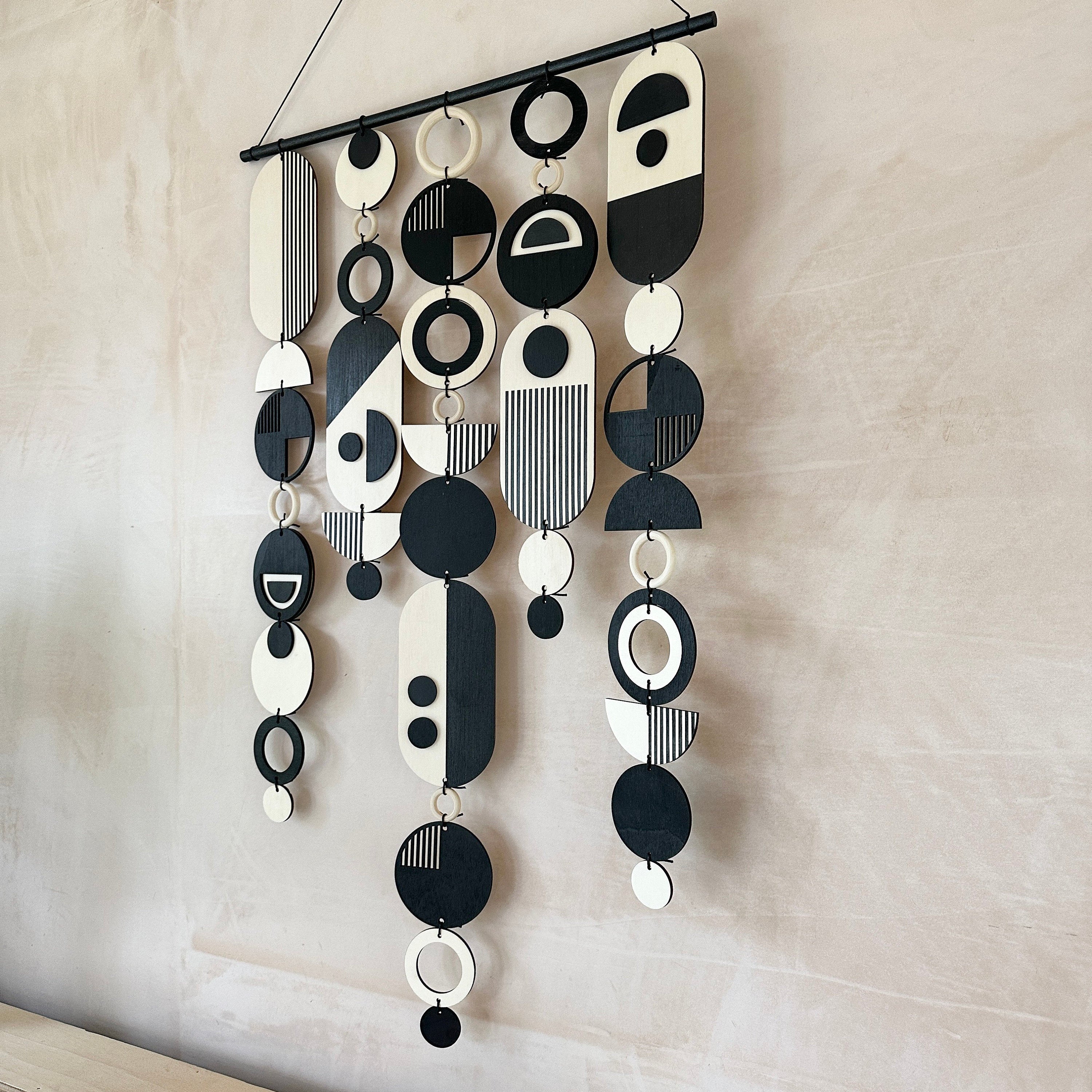 Handmade Modern Monochrome Wooden Wall Art - Home Decor Tapestry