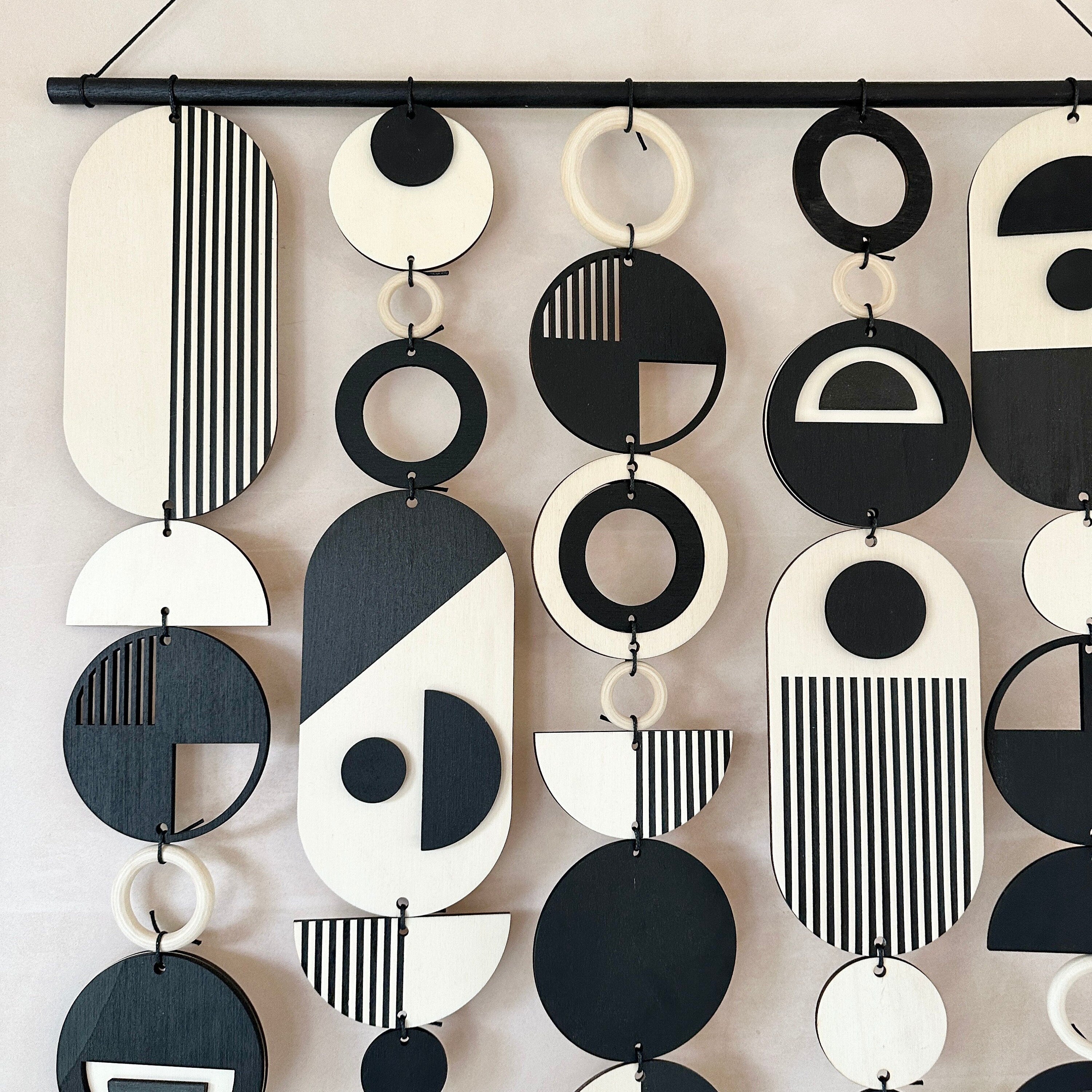 Handmade Modern Monochrome Wooden Wall Art - Home Decor Tapestry