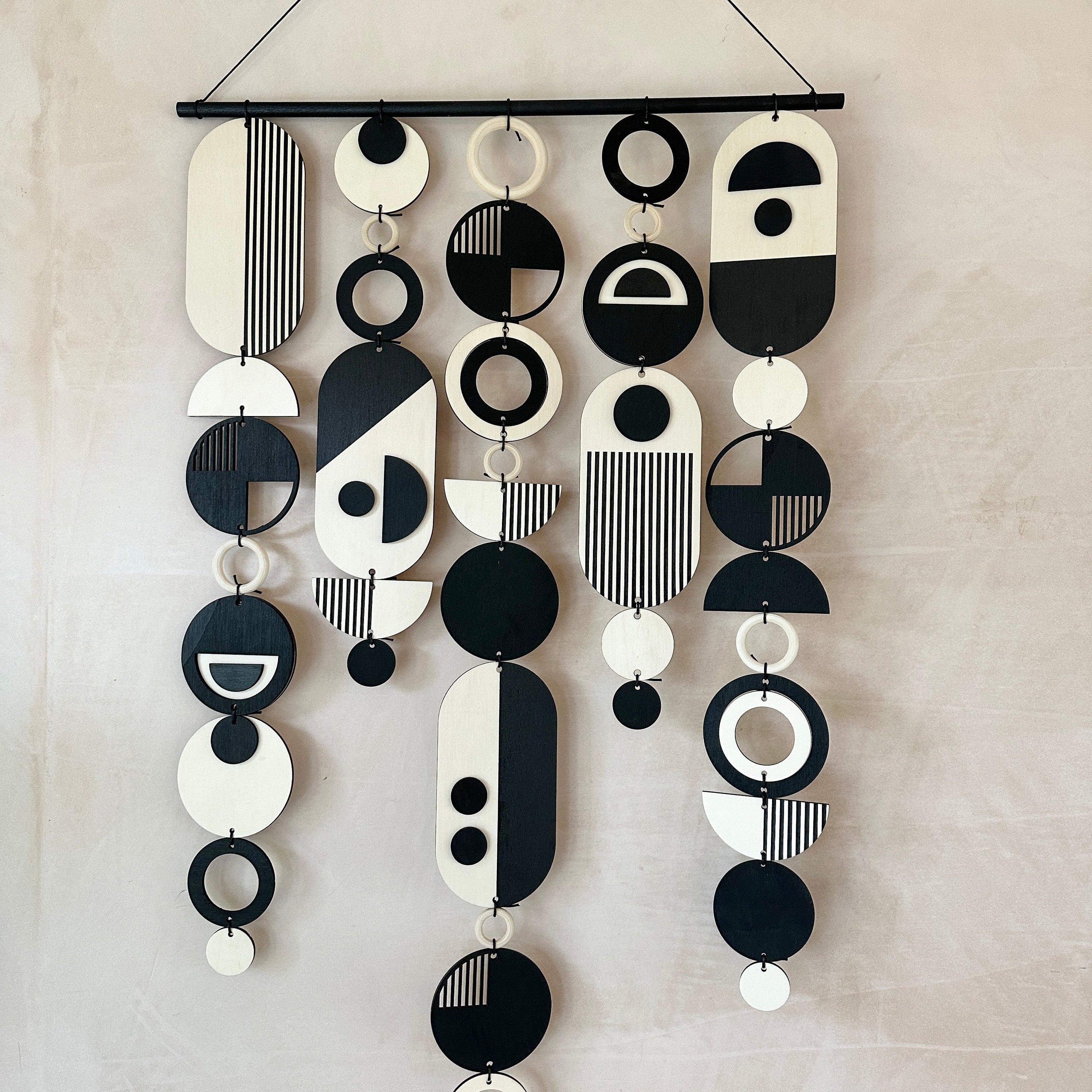 Handmade Modern Monochrome Wooden Wall Art - Home Decor Tapestry