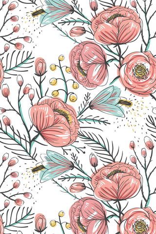Anemone Fall Peel And Stick Wallpaper, Floral Wall Mural, Poppy Flowers Removable Wallpaper, Pink Wall Covering