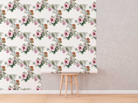 Boho Floral Wallpaper Peel and Stick | Boho Hand Drawn Floral Wallpaper | Removable Wallpaper | Unpasted Wallpaper | Pre-Pasted Wallpaper