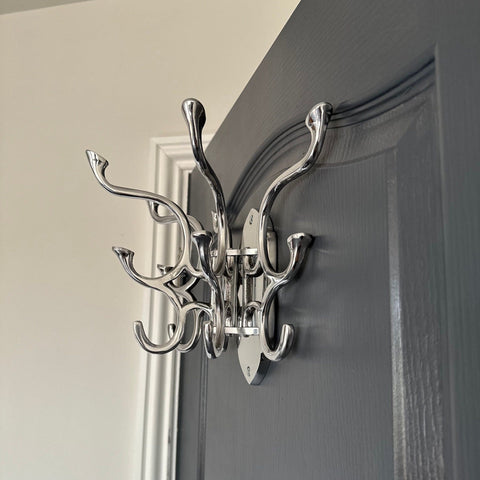 Metal Swivel Coat Rack - Polished Chrome Finish