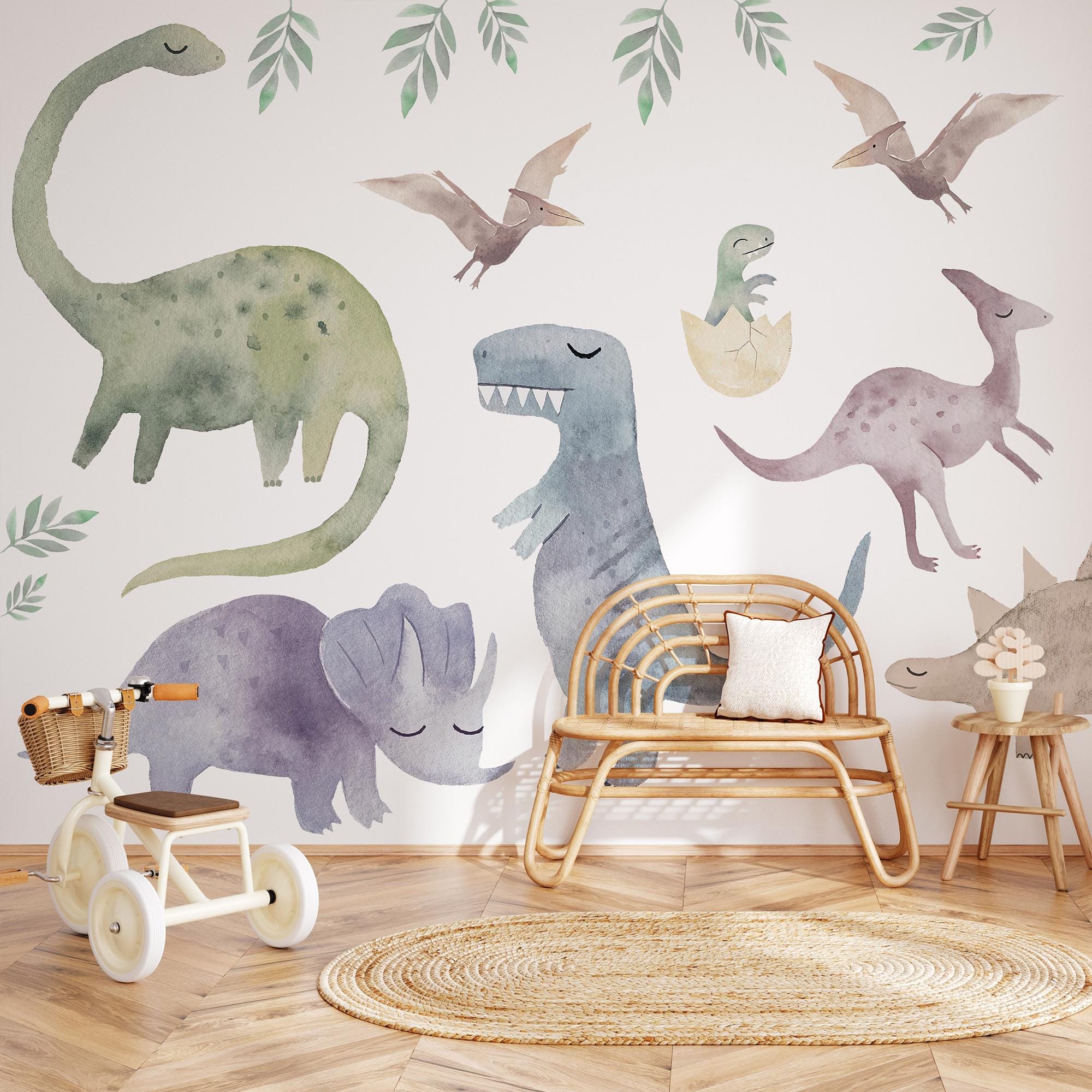 Colorful Dinosaur Wall Decals: Kids Room Decor, Peel & Stick