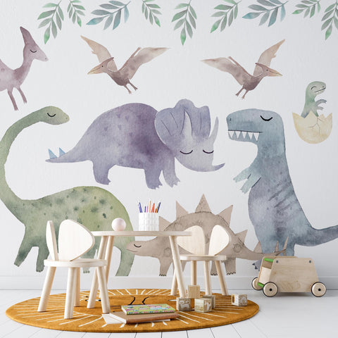 Colorful Dinosaur Wall Decals: Kids Room Decor, Peel & Stick