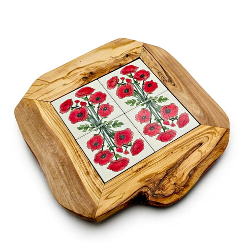 Olive Wood Medium Rustic Olive Wood Ceramic Tray, serving tray, natural, handmade, gift