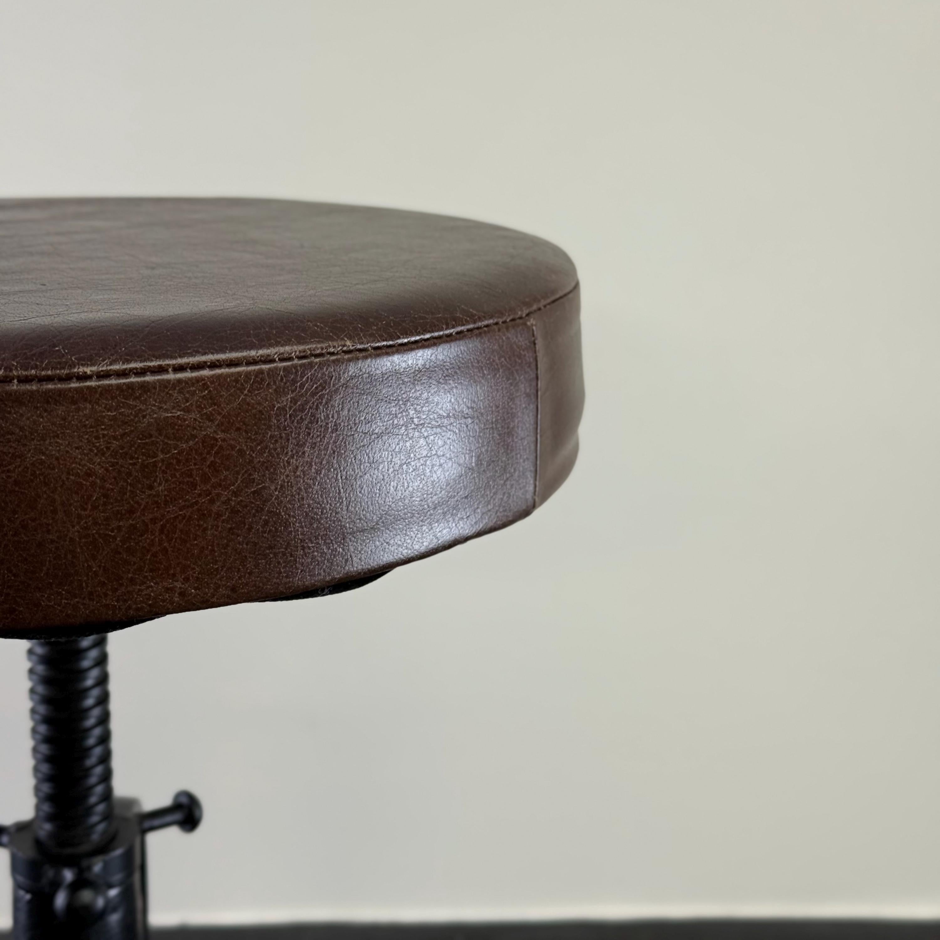 Vice Clamp Industrial Solid Bar Stool Wood or Leather Top