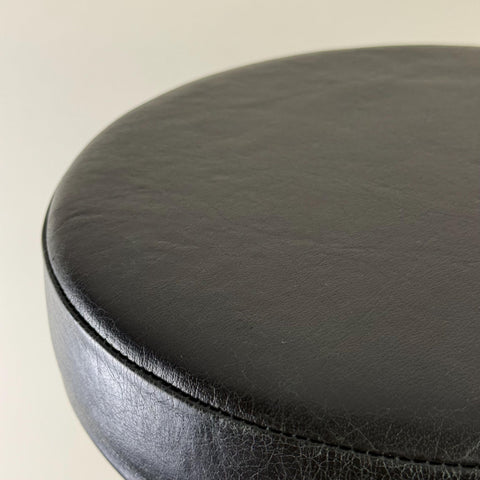 Brass Bar Adjustable Stool Black Leather Top Seat | Vintage Industrial Style