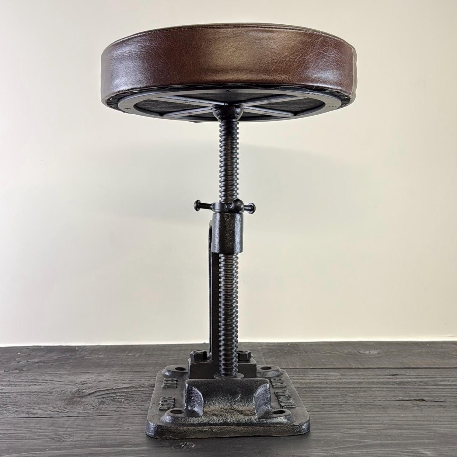 Vice Clamp Industrial Solid Bar Stool Wood or Leather Top