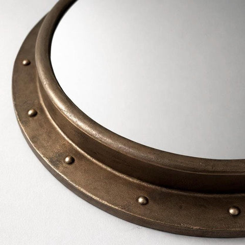 Industrial Brass Round Porthole Wall Mirror Nautical Style ~ 61cm