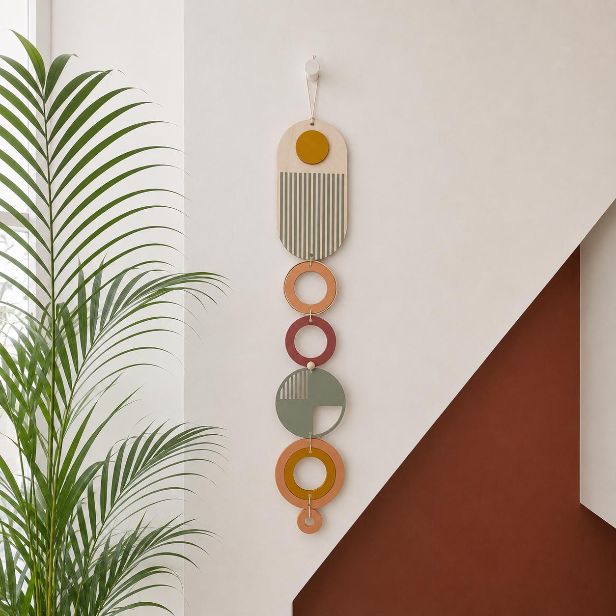 Modern Wall Art - Geometric Artwork - Minimal Home Decor - New Home Trend - Slim Centre Piece Art - Long Wall Tapestry - Wood Art