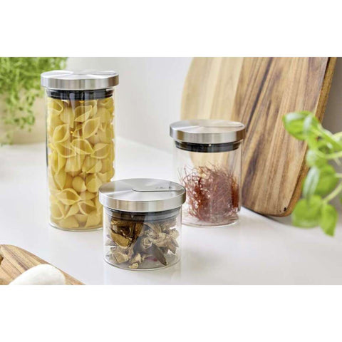 Zack Cundo Premium Brushed Stainless Steel & Glass Storage Jar