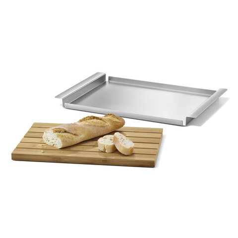 Zack Panas Premium Brushed Stainless Steel Bread Board with Tray - Award-Winning German Design