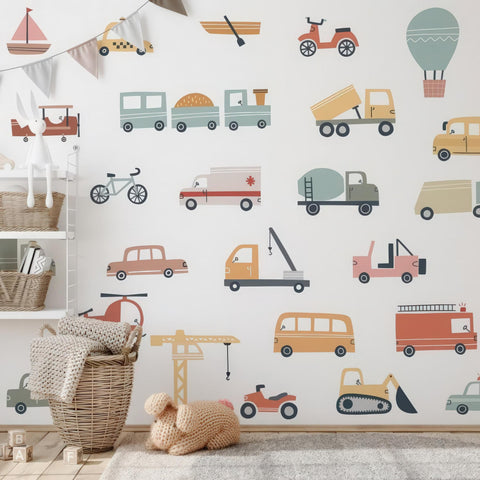 Cars and Trucks Wall Decals - Nursery Decor - Kids Room Stickers - Variety of vehicles