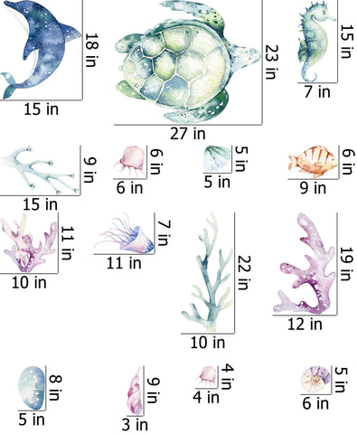 Ocean 2 Wall Decal - Watercolour Decal Set - Nursery Decor - Nursery wall stickers