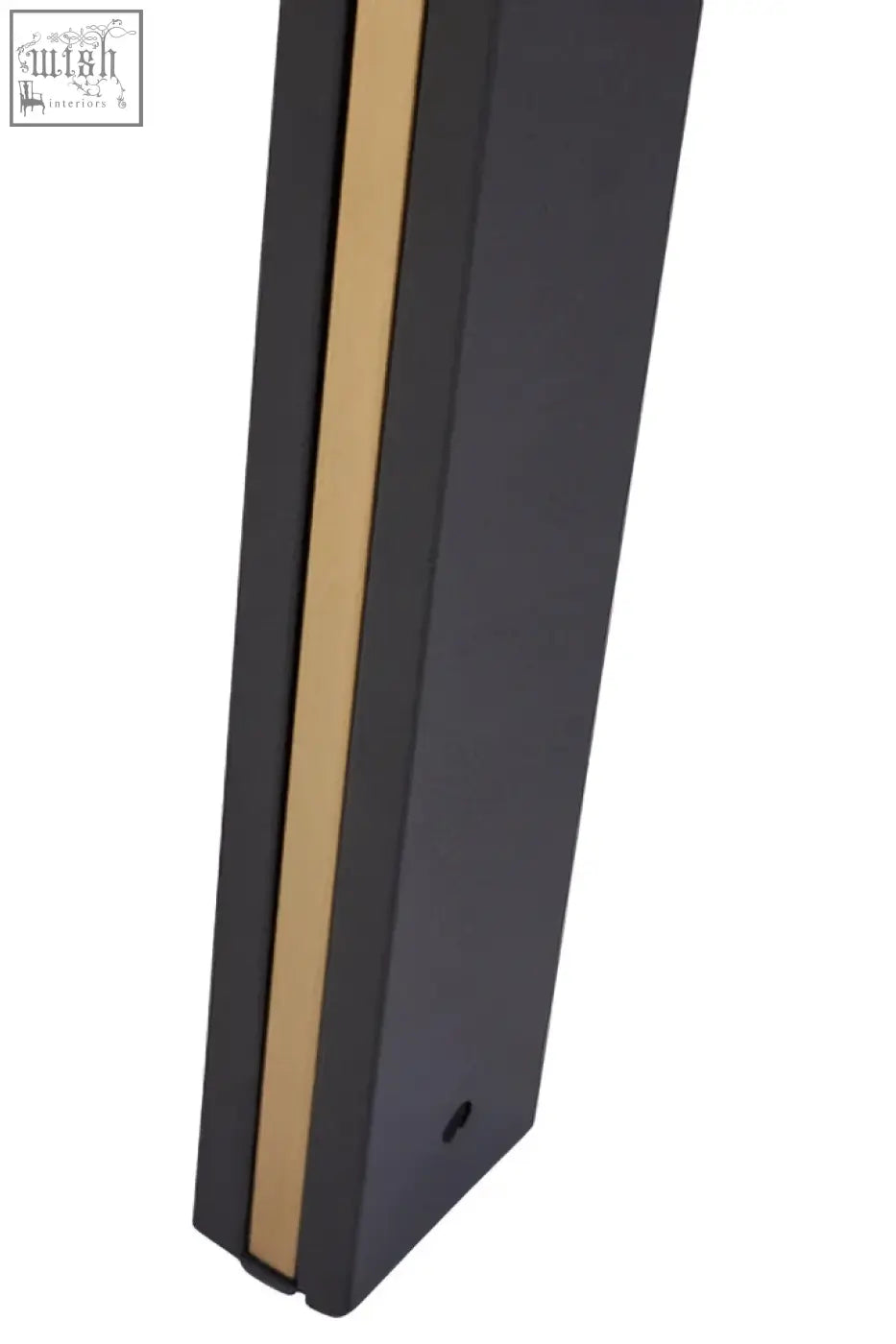 Black rectangular frame with gold vertical stripe on imperia ceramic marble effect rectangular dining table edge