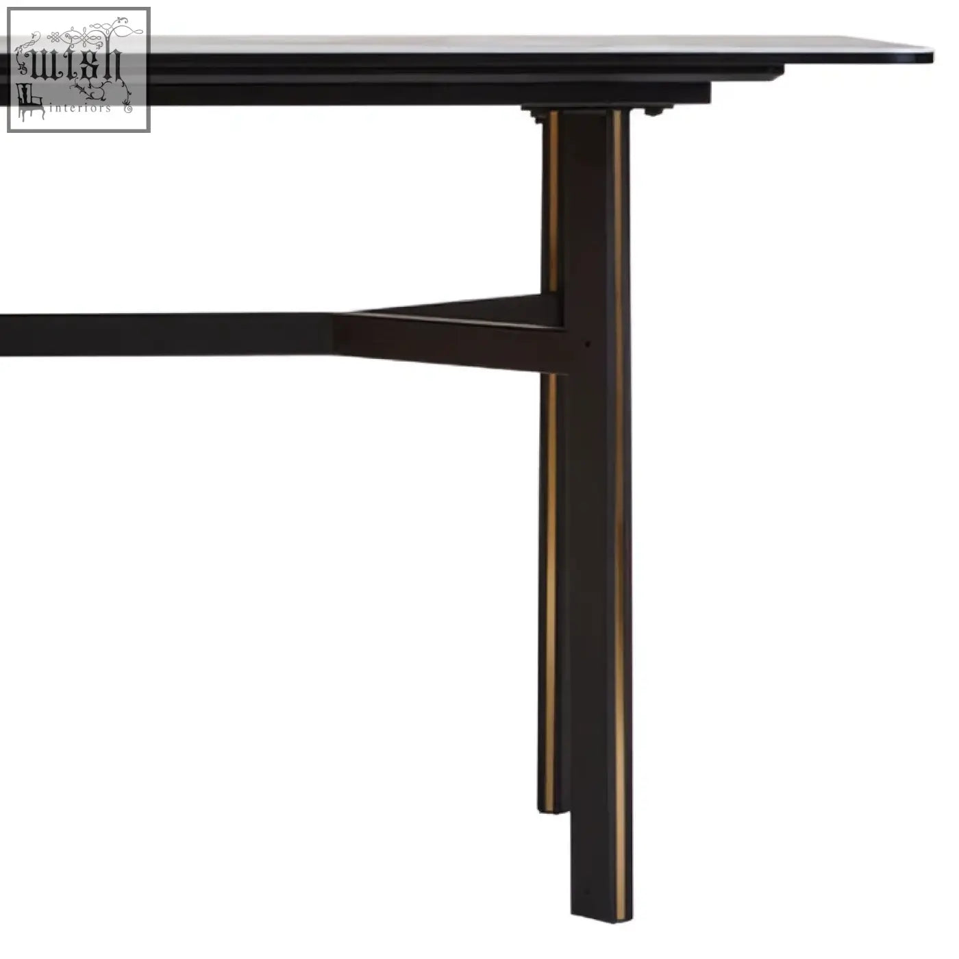 Black matte rectangular dining table with ceramic marble effect top and sleek minimalist legs perfect for modern dining