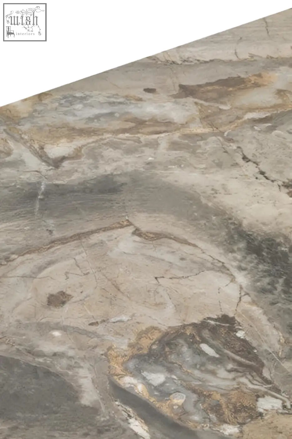 Imperia ceramic marble effect rectangular dining table with gray and beige natural stone veining countertop
