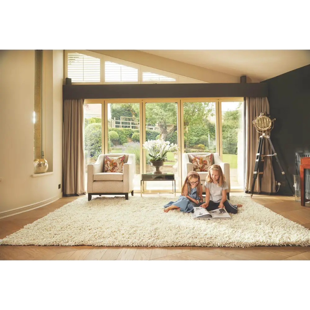 Imperial Ivory Shaggy Pile Wool Rug - Rugs