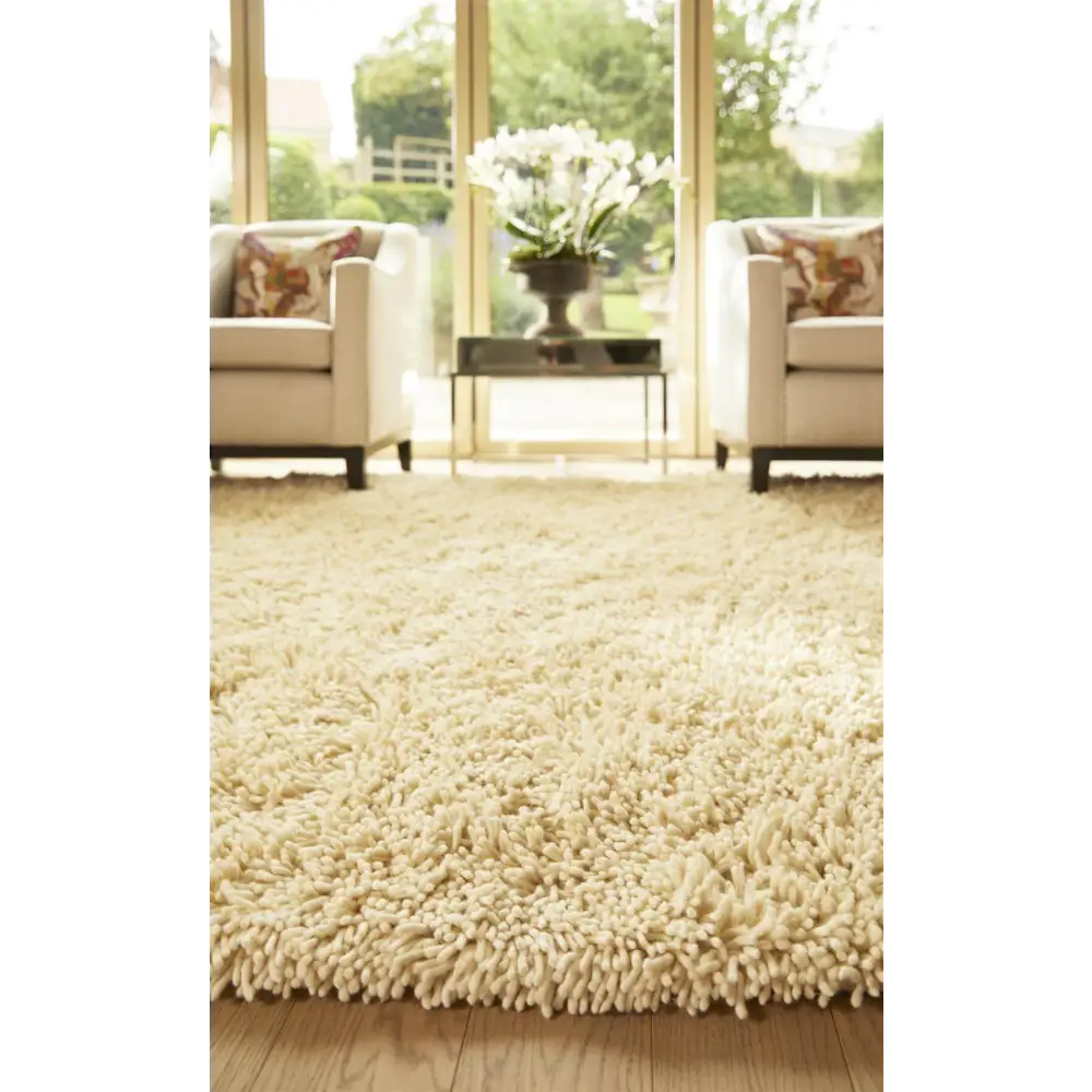 Imperial Ivory Shaggy Pile Wool Rug - Rugs