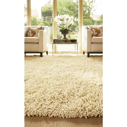Imperial Ivory Shaggy Pile Wool Rug - Rugs