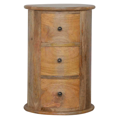 3-Drawer Drum Storage Bench | Oak Solid Mango Wood