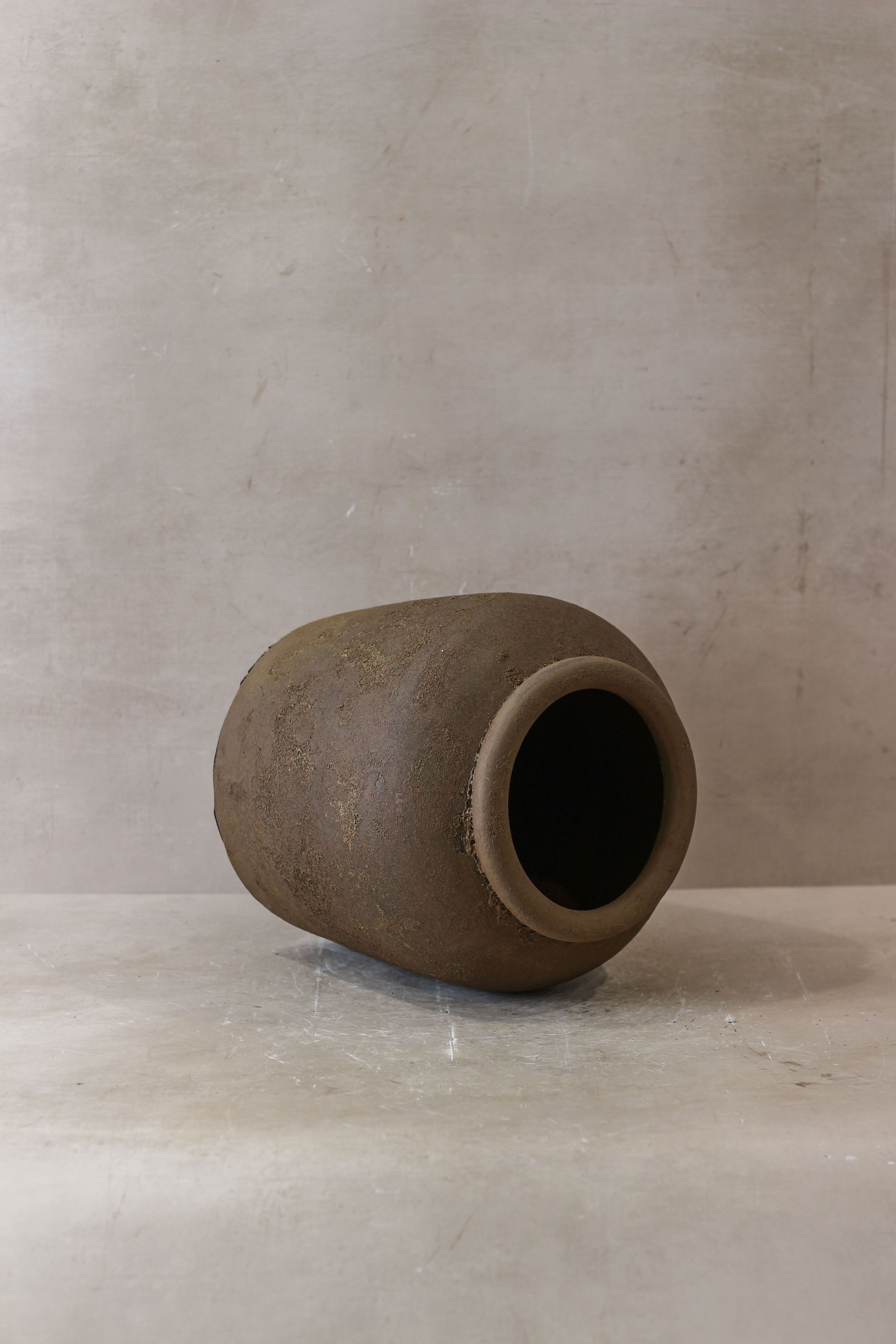 Earthenware jar indonesia pot no 17 with matte earthy brown finish and subtle textured surface