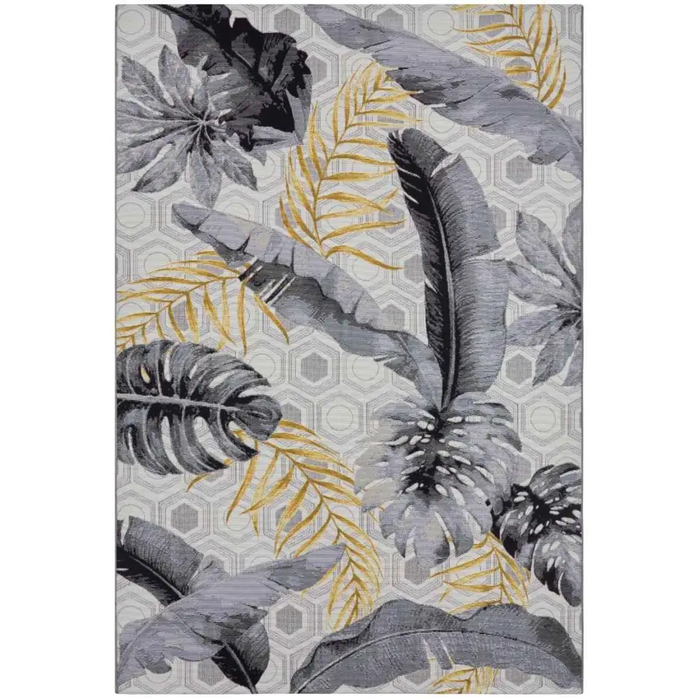 Indoor-Outdoor Leaves Noble Rug - 80X165 cm / Gold Leaves - Rugs