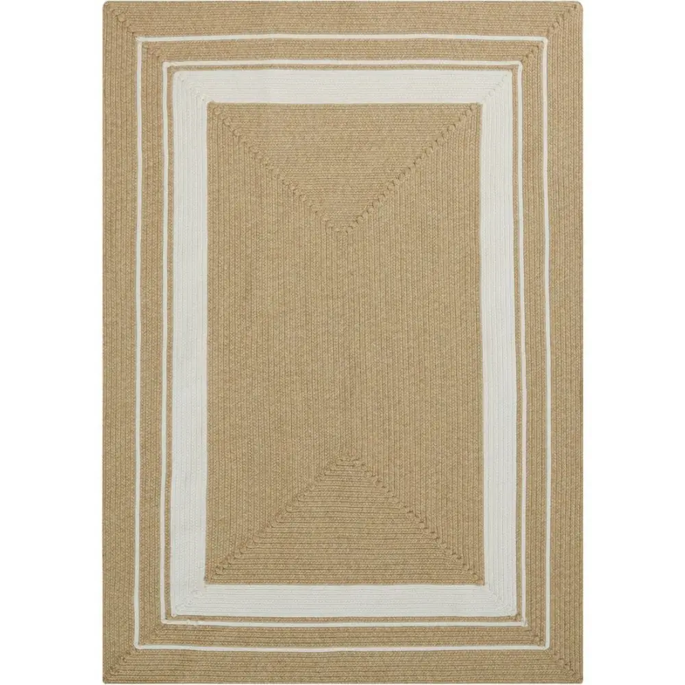 Indoor Outdoor Trenzado Rug – Bordered Plain Design - 80X150 cm / Beige - Rugs