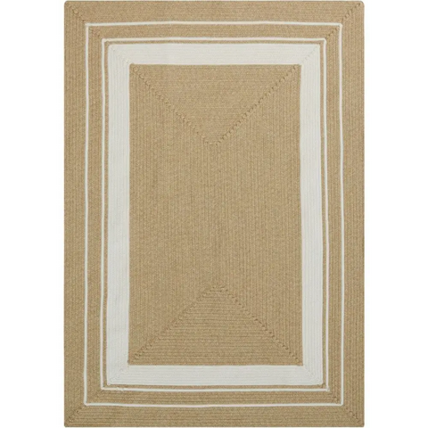 Indoor Outdoor Trenzado Rug – Bordered Plain Design - 80X150 cm / Beige - Rugs