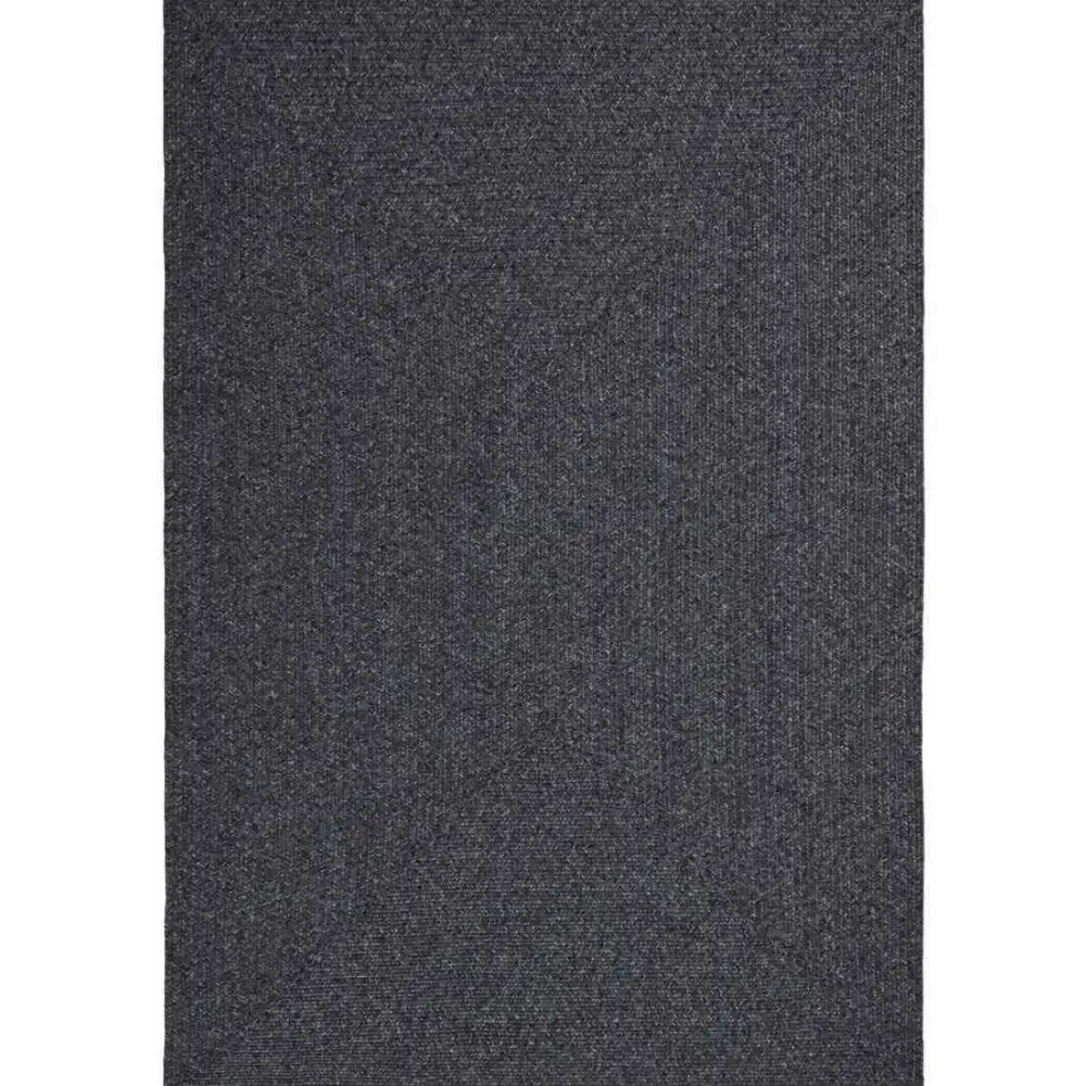 Indoor Outdoor Trenzado Rug – Bordered Plain Design - 80X150 cm / Dark Grey - Rugs