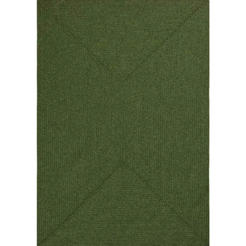 Indoor Outdoor Trenzado Rug – Bordered Plain Design - 80X150 cm / Green - Rugs
