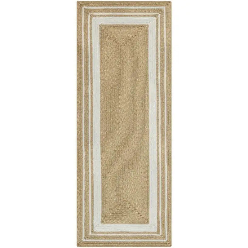 Indoor Outdoor Trenzado Rug – Bordered Plain Design - 80X200 cm / Beige - Rugs