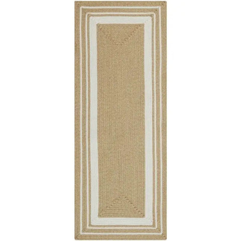 Indoor Outdoor Trenzado Rug – Bordered Plain Design - 80X200 cm / Beige - Rugs