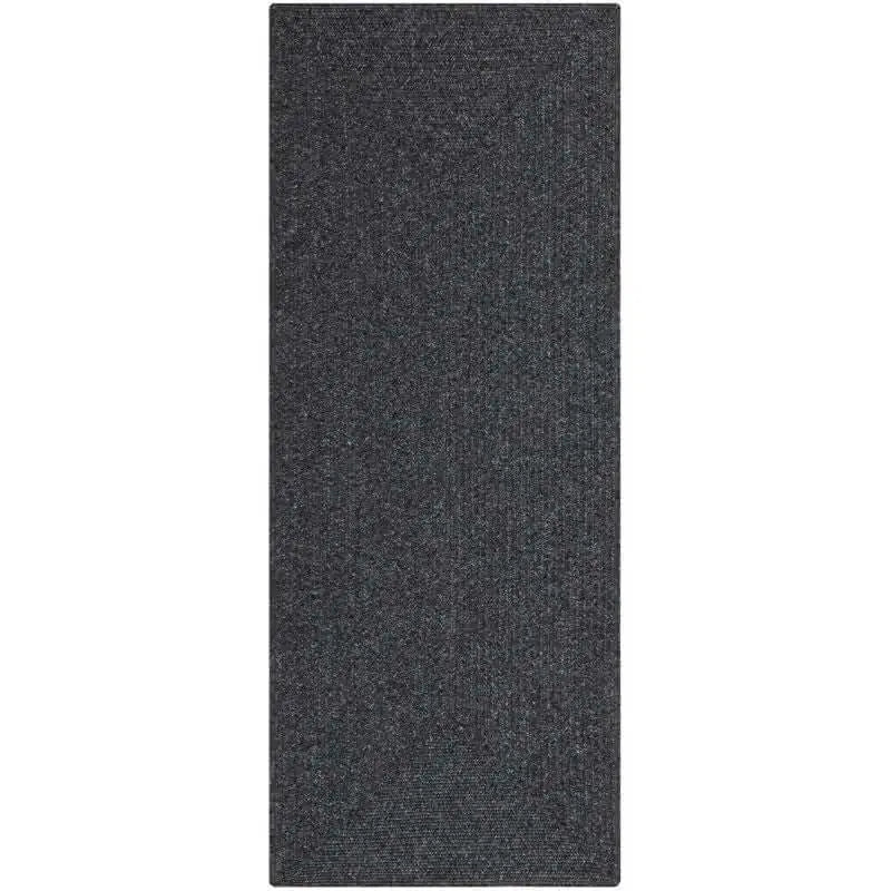 Indoor Outdoor Trenzado Rug – Bordered Plain Design - 80X200 cm / Dark Grey - Rugs