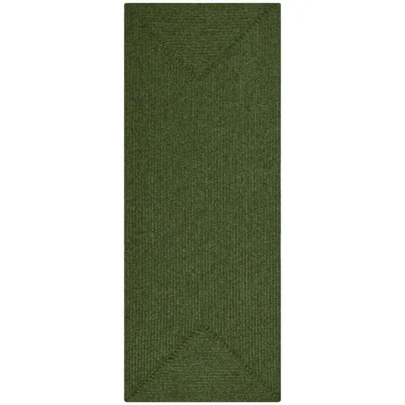 Indoor Outdoor Trenzado Rug – Bordered Plain Design - 80X200 cm / Green - Rugs