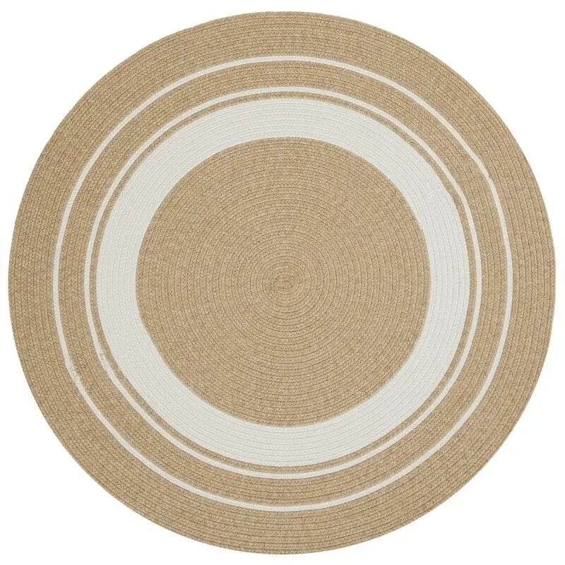 Indoor Outdoor Trenzado Rug – Bordered Plain Design - Ø 150 cm / Beige - Rugs