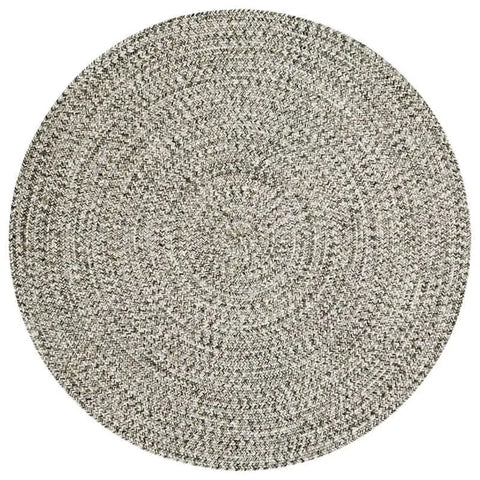Indoor Outdoor Trenzado Rug – Bordered Plain Design - Ø 150 cm / Cream - Rugs