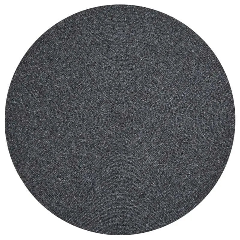 Indoor Outdoor Trenzado Rug – Bordered Plain Design - Ø 150 cm / Dark Grey - Rugs