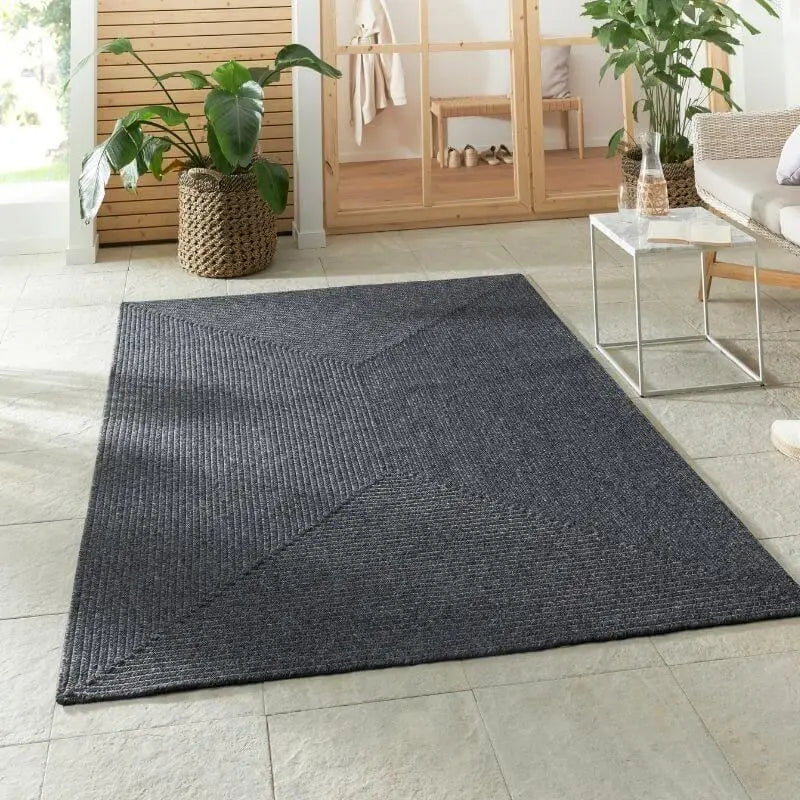 Indoor Outdoor Trenzado Rug – Bordered Plain Design - Rugs