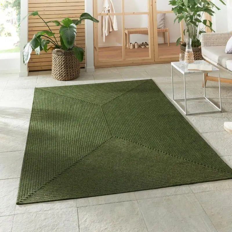 Indoor Outdoor Trenzado Rug – Bordered Plain Design - Rugs