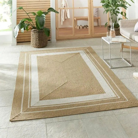 Indoor Outdoor Trenzado Rug – Bordered Plain Design - Rugs