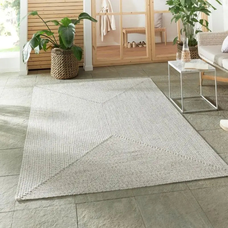 Indoor Outdoor Trenzado Rug – Bordered Plain Design - Rugs