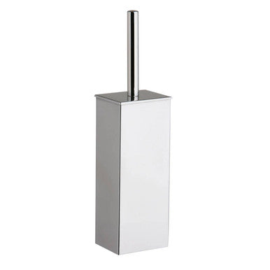 Chrome finished indy square toilet brush holder with stainless steel handle and sleek modern design for square toilet use